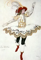 Desenho de figurino para The Pageboy of the Fairy Humming Bird, de Sleeping Beauty