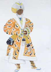 Figurino de Vaslav Nijinsky no Deus do Ballet Azul de R. Hahn, 1912
