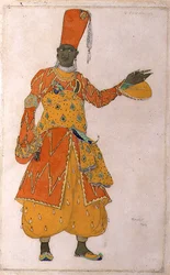 Desenho de figurino para um dos três eunucos da "Scheherazade".