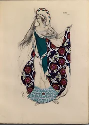Traje de design para o balé Artemis, perturbado por Paul Paray, 1922
