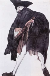 Esboço do figurino de um músico do ballet "Donne di buon umore", música de Scarlatti; interpretado ...
