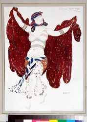 ""Dancer"" Figurino desenhado por Leon Bakst (1866-1924) para o balé ""Cleopatre"" dos Ballets Russes