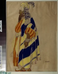Dessin de costume para o ballet "Islamey" de Mily (Mili, Milli) Alexeyevich Balakirev (1837-1910). Dessin de Leon Bakst (1866-1924). Tempera sur papier State Georgian Art Museum, Tiflis (Tbilisi).