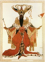 Potiphar, esboço de figurino para o ballet e mimodrama de Richard Strauss "Josephslegende" (aguarela, lápis de cor e ouro sobre papel)