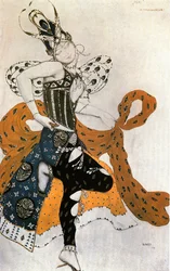 O Peri, esboço de figurino para o ballet de Paul Dukas (aguarela, guache e lápis de cor sobre papel)