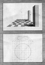 Tratamentos sobre arquitetura, perspectiva e geometria: quadro retirado de "De Architectura Libri decem" de Leon Battista Alberti (1404-1472), arquiteto, matemático, poeta italiano da Renascença, Londres