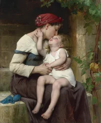 "Mere et fille" (Mãe e filho) Peinture de Leon Jean Basile Perrault (1832-1908) 1894 Privee Collection