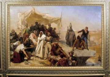 Expedição do Egipto sob as ordens de Bonaparte. Pintura por Leon Cogniet (1794-1880)