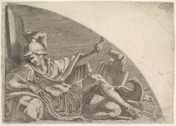 Marte sentado no meio de troféus, 1540-56.