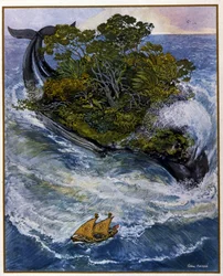 As aventuras de Simbad (Sindbad), o marinheiro. Dos Contos das 1001 Noites (Contos das Mil e Uma Noites). Ilustração de Léon Carré (1878-1942)