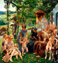 The Evening, painel da direita do tríptico &39;The Golden Age&39;, 1901 (ver 309507 para o tríptico)