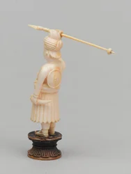 Peão preto, peça de xadrez, Índia, cerca de 1820