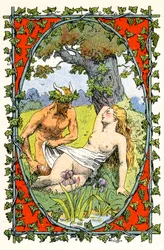 Um fauno revela o corpo nu de uma ninfa adormecida