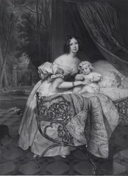 Retrato de Maria Irineevna Buteneva, née Chreptowicz 1811-1890 com a filha Maria 1835-1905, 1
