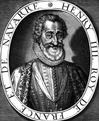 Henri IV (1553-1610) rei francês em 1589-1610, gravura de Leonard Gaultier e N. de Mathoniere