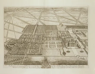 Badminton House no Condado de Gloucester, gravado por Johannes Kip (c.1652-1722) (ver também 192765)