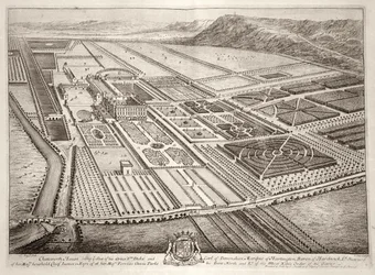 Chatsworth House, sede de William Cavendish (1640-1707) 1º Duque de Devonshire, gravado por Johannes Kip (c.1652-1722)