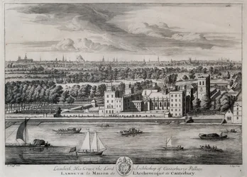 Lambeth, Sua Graça, o Arcebispo do Palácio de Canterbury, gravado por I. Kip