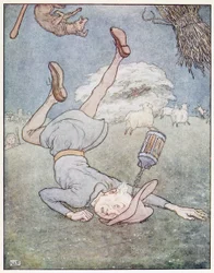 O homem na lua caiu, de A Nursery Rhyme Picture Book, pub. 1914 (cor litho)