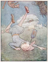 O homem na lua caiu, de A Nursery Rhyme Picture Book, pub. 1914.
