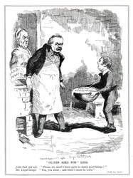 John Bull reclama a Lloyd George que há demasiada reforma na sua legislação social e nas reformas da política de terras, 1912