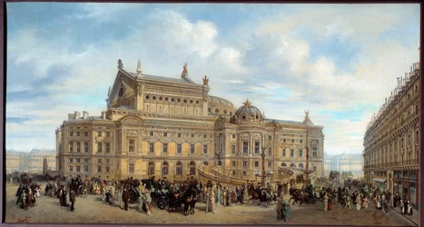 Vista da Ópera Garnier, a partir da rue Auber c.1880 (óleo sobre tela)