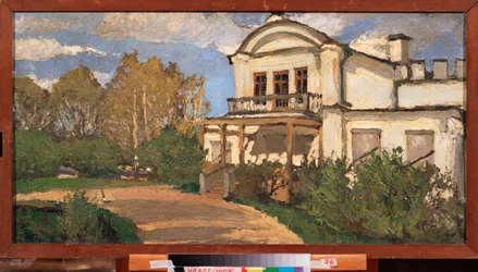 Uma Casa Branca - Pintura de Leonard Viktorovich Turzhansky (Turzhanski) (1875-1945), óleo sobre tela