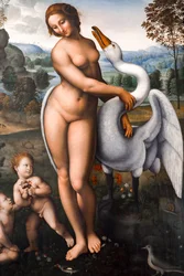Leda e o Cisne, Óleo sobre tela