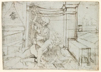 Aristóteles e Phyllis (ou Campaspe), c.1480 (caneta e tinta sobre papel azul)