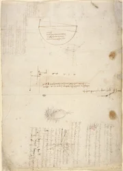 Arundel 263, f.33v Notas e diagramas sobre mecânica, do 