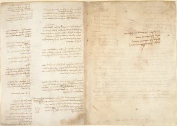 Arundel 263, f.37v, f.38r Notas sobre mecânica, do 