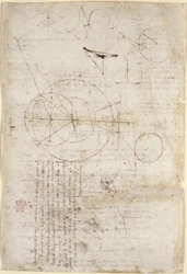 Arundel 263, f.95v Notas e diagramas sobre óptica, relativos ao problema de Alhazen; dois esboços representando estruturas de grelha, de "Codex Arundel", c.1506-08 (caneta e tinta sobre papel)