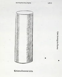 Coluna rotunda sólida, ilustração de &39;Divina Proportione&39; por Luca Pacioli (c.1445-1517), originalmente pub. Veneza, 1509