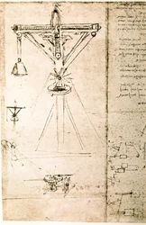 Extrato de um manuscrito de Da Vinci que descreve o princípio e a construção de uma "Grua" (manuscrito)