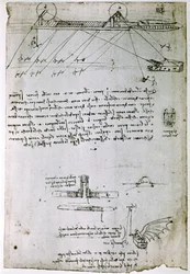 Extrato de um manuscrito de Da Vinci que descreve o princípio e a construção de uma "draga marítima" (manuscrito)