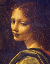 Rosto de anjo, pormenor de Virgem dos Rochedos