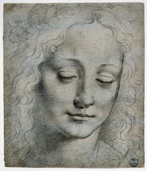 Giovanni Antonio Boltraffio (Beltraffio) (1467-1516), o mais conhecido discípulo de Leonardo da Vinci: cabeça de um rapaz com coroa de folhas à maneira de Verrocchio, GDSU 425 E
