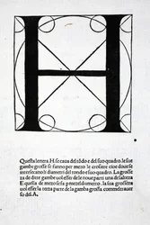 H, ilustração de &39;Divina Proportione&39; por Luca Pacioli (c.1445-1517), originalmente pub. Veneza, 1509