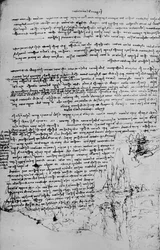Página de texto com esboços de paisagem, c1480 1945