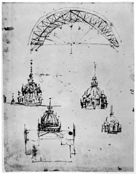 Estudos para a cúpula central da catedral de Milão, final do século XV 1954.