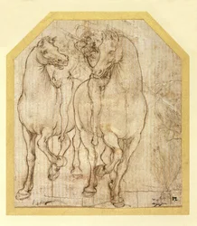 Estudo de Cavalos e Cavaleiros, c.1480 (metalpoint no papel)
