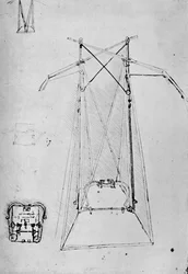Estudo de Aparelho Motriz de Máquina Voadora com Plano Terrestre do Mecanismo de Base, 1928
