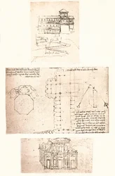 Três desenhos de igrejas, c1472-c1519 1883