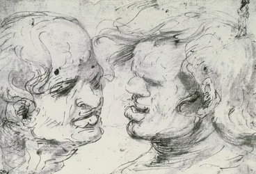 Duas cabeças (caneta e tinta no papel)