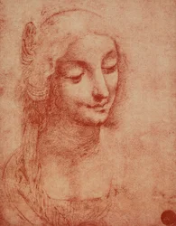 Rosto de mulher, desenho de Leonardo da Vinci. Gallerie dell