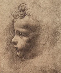 Cabeça de um menino pequeno; desenho de Leonardo da Vinci. O louvre, paris