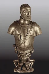 Busto de retrato do Sacro Imperador Romano-Germânico Charles V (1500-58) (bronze)