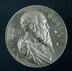 Medalhão de retrato de Andrea Doria (1466-1560) (anverso), c.1541 (prata) (ver 122338 para reverso)