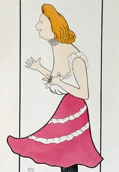 Atriz Mademoiselle Cassive em La Dame de Chez Maxim, de Georges Feydeau (1862-1921), caricatura de 1899, de Leonetto Cappiello (1875-1942)