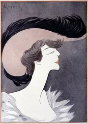 Retrato da Sra. Longworth (Alice Roosevelt Longworth) (1884 - 1980), filha de Theodore Roosevelt. Desenho animado de Leonetto Cappiello.